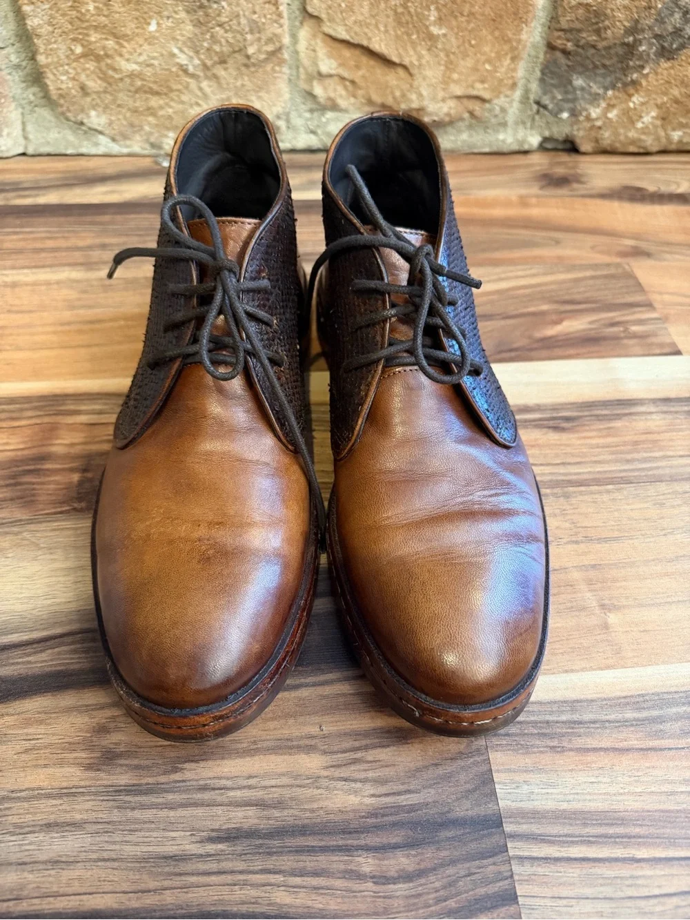 Johnston And Murphy Langley Mens Mixed Brown Chukka Leather Boots Size 9